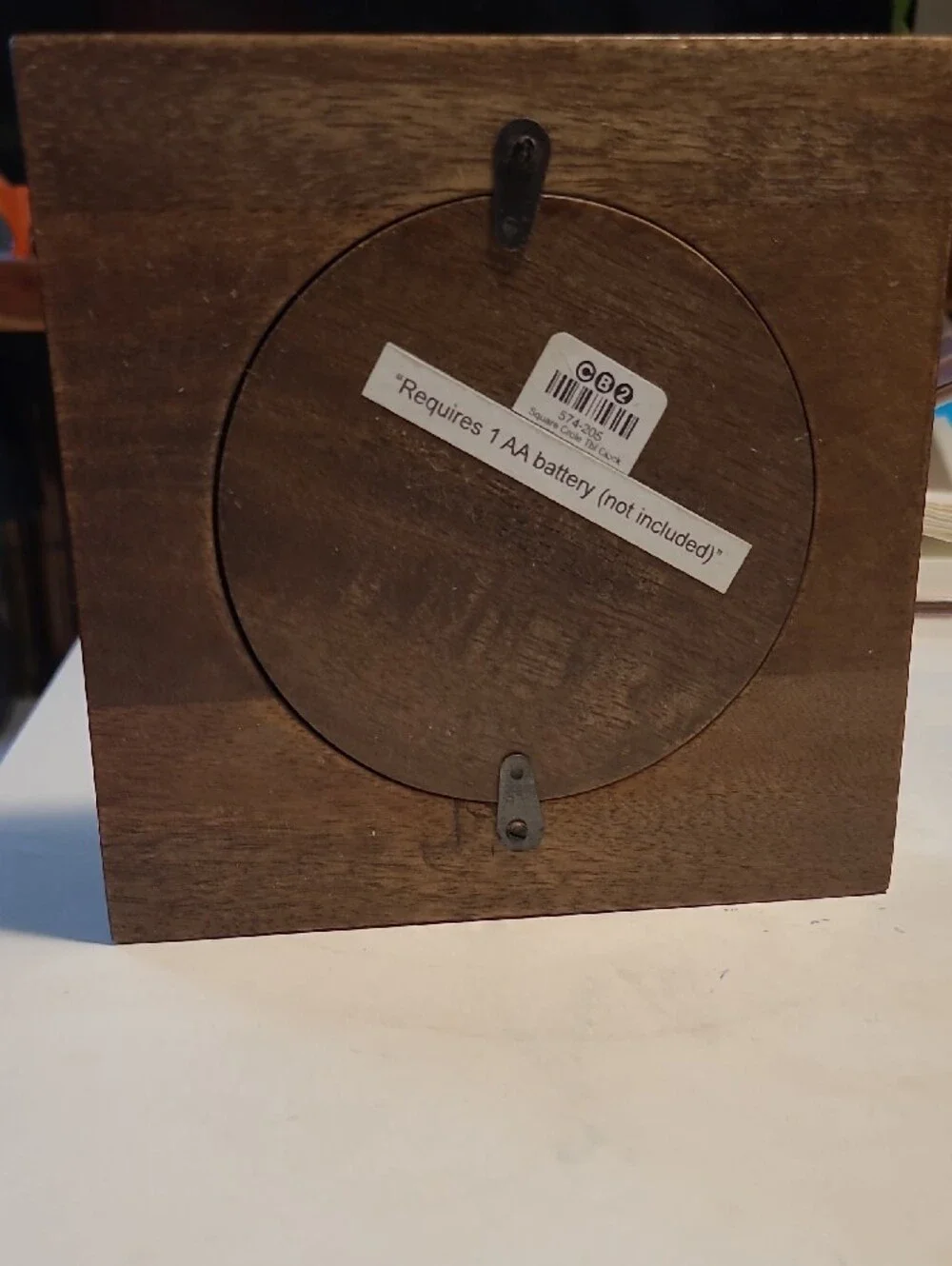 CB2 Brown Wooden Square Desk Table Clock with White Hands
